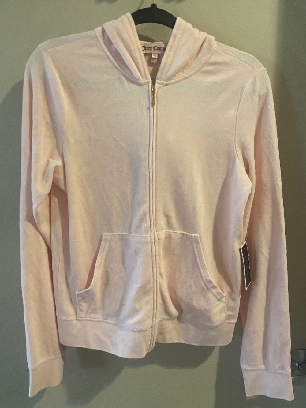 NWT Juicy Couture Original Zip Hoodie Rose Quartz Y2K Sweater, XL